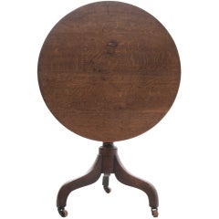 Antique English 19th Century Oak Pedestal Tilt Top Table