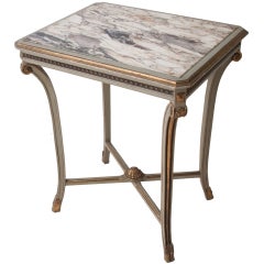 Antique French 19th Century Painted & Marble Top Table