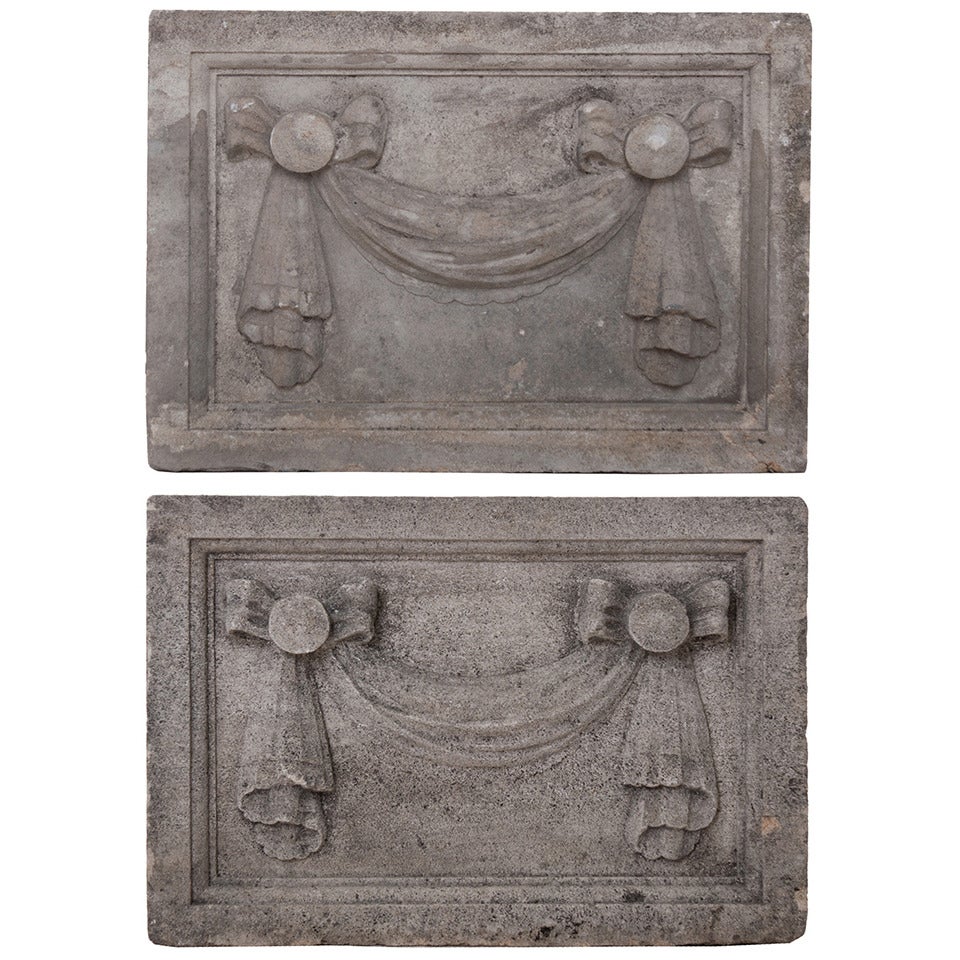 Pair of 19th Century Carved Limestone Plaques