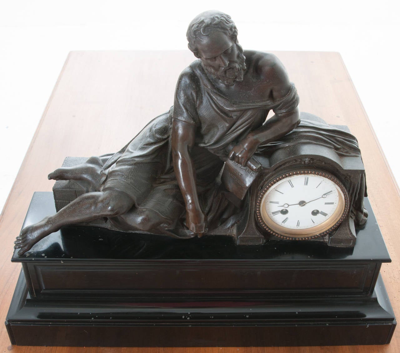 French 19th Century Spelter and Marble Clock 4