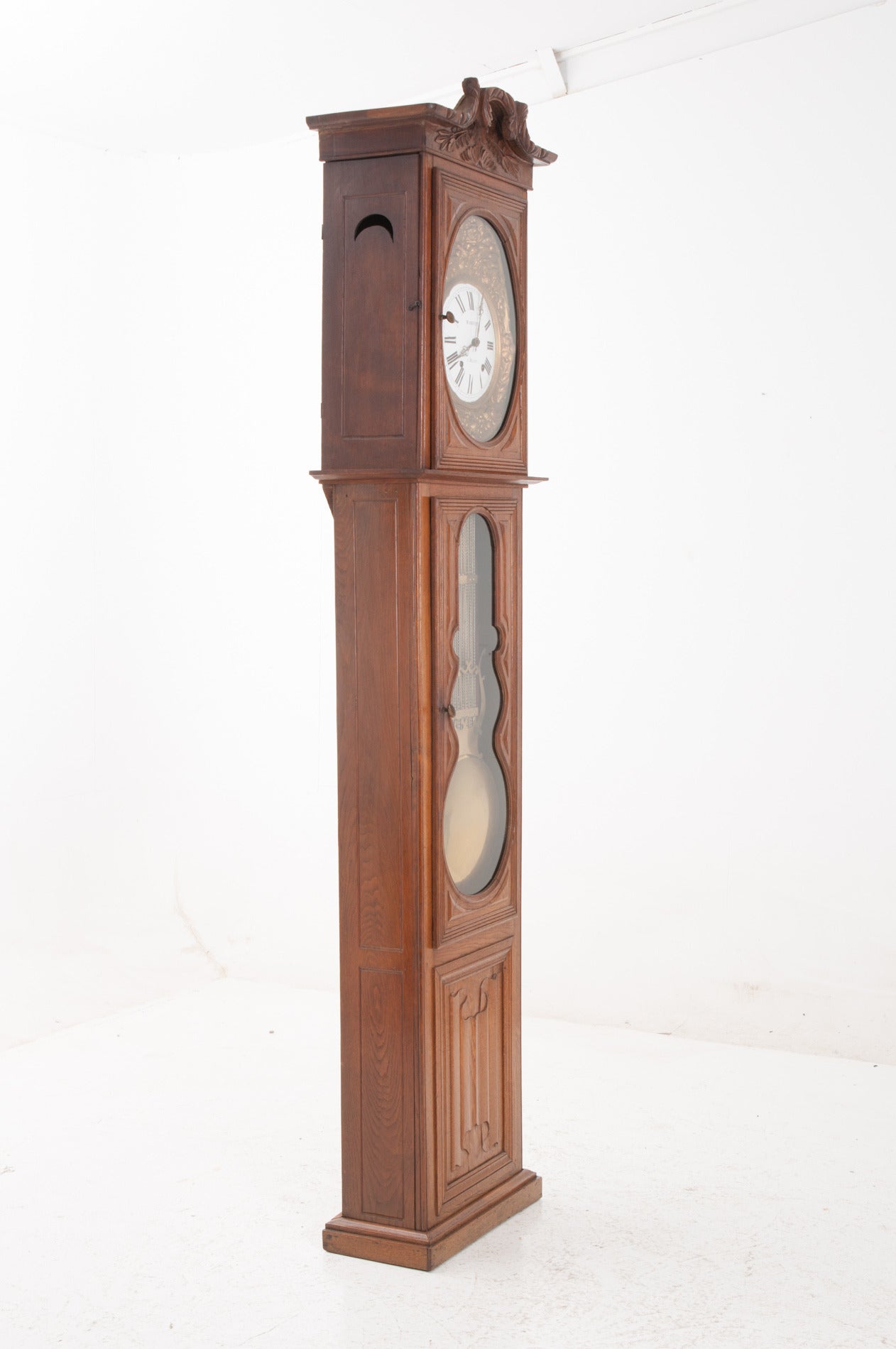 French 19th Century Oak Tall Case Clock 3