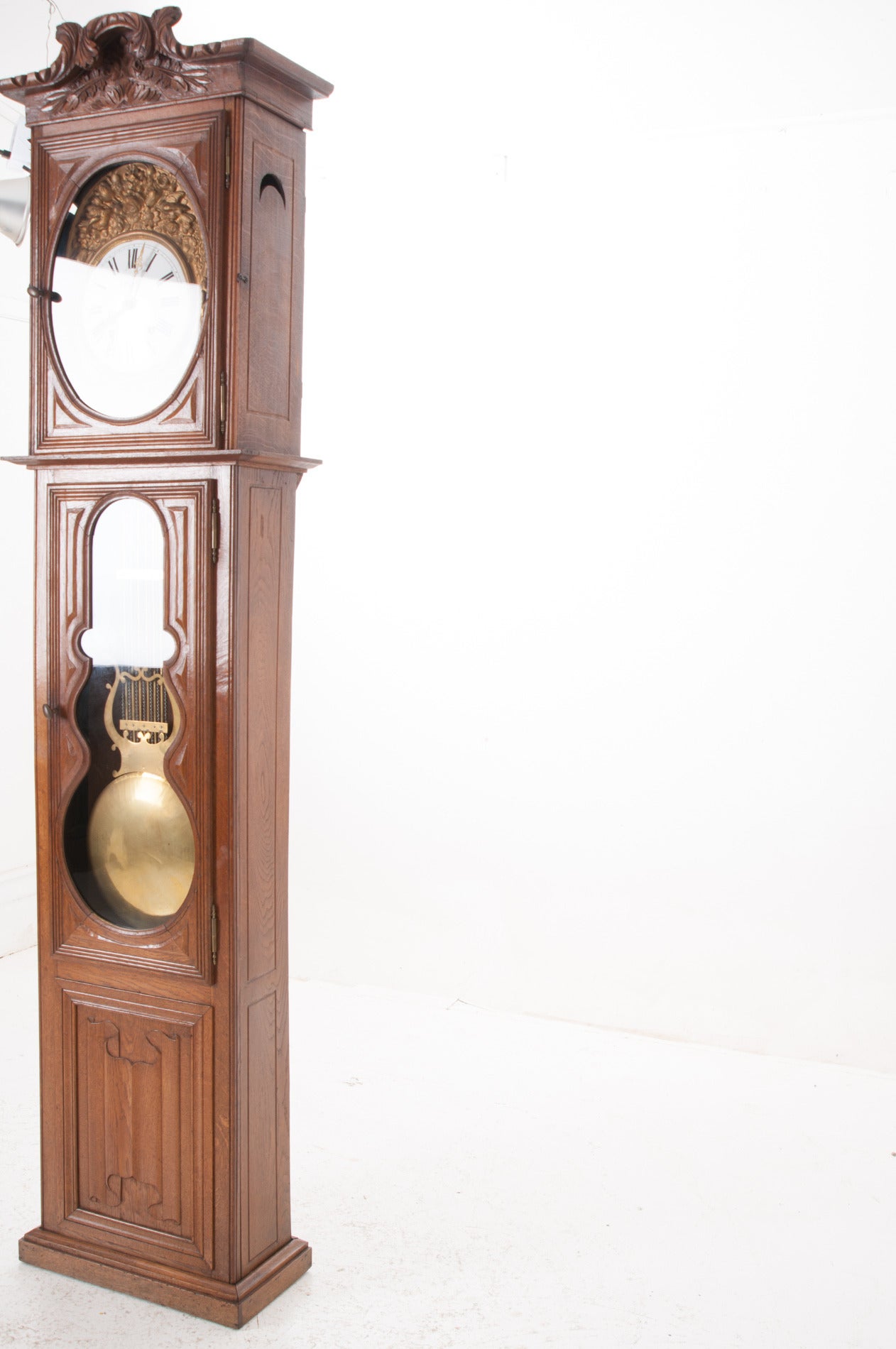 French 19th Century Oak Tall Case Clock 4