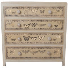 English Painted & Butterfly Decoupage Chest