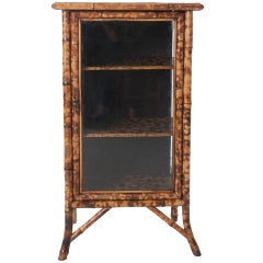 English Moth Decoupage Bamboo Cabinet