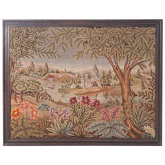 French Framed Colorful Needlepoint Tapestry