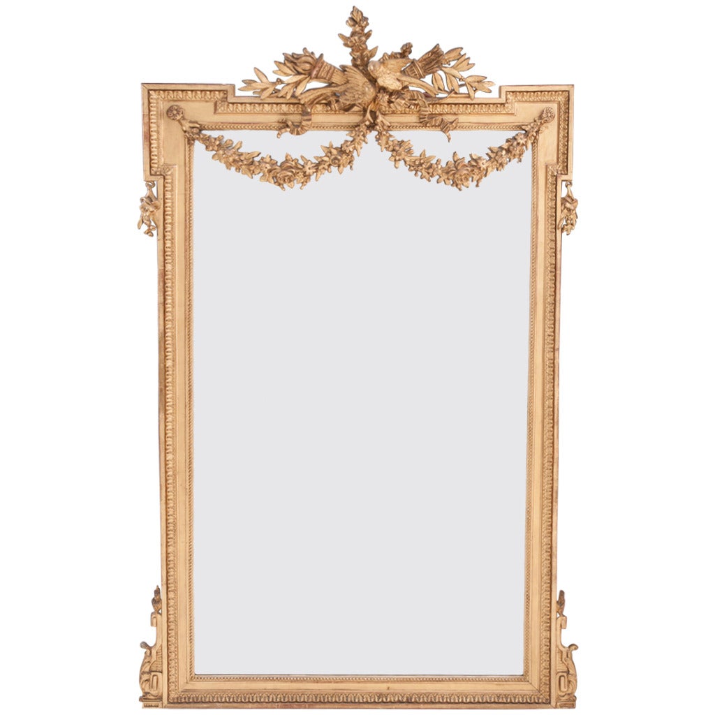 French 19th Century Louis XVI Gold Gilt Mirror