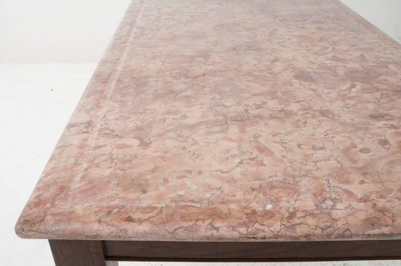 French 19th Century Butcher's Marble over Walnut Base 2