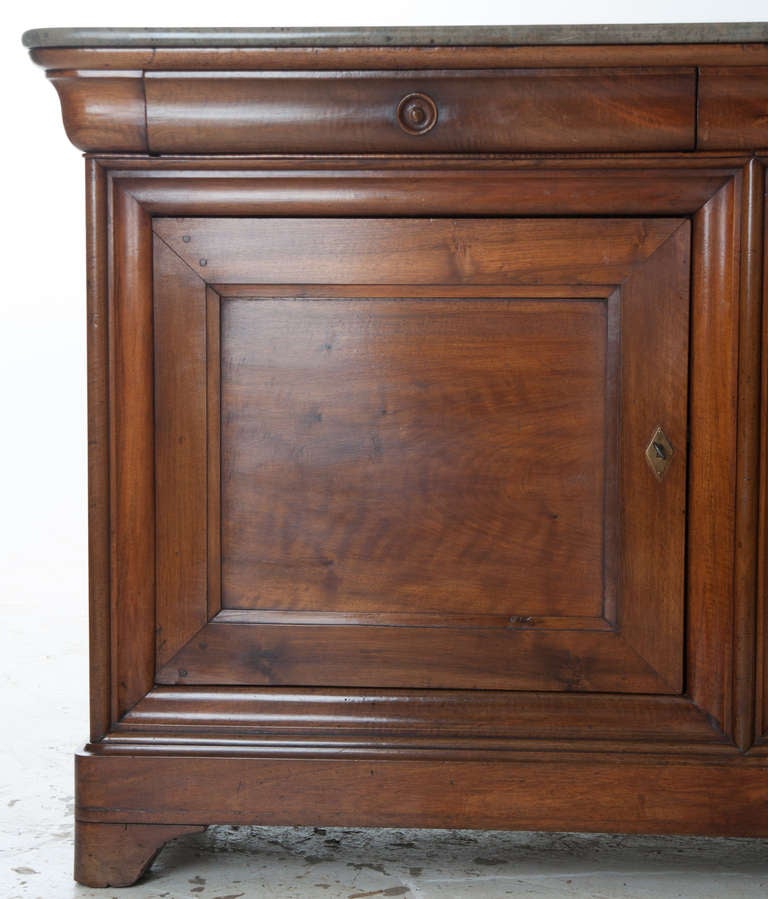 French Louis Philippe Walnut Buffet with Marble Top