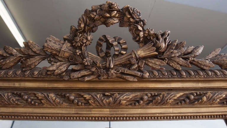 French Louis XVI-Style Giltwood Mirror 1