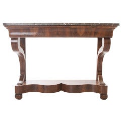 Antique French Louis Philippe Style Walnut & Marble Console