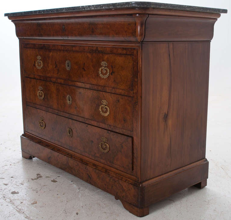 French Burled Walnut & Marble Louis Philippe Commode 1