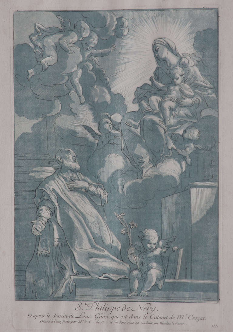 French 19th Century Lithograph of St. Philippe of Rome