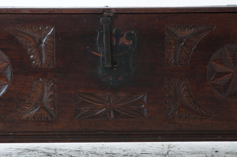 Spanish 18th Century Carved Trunk  2