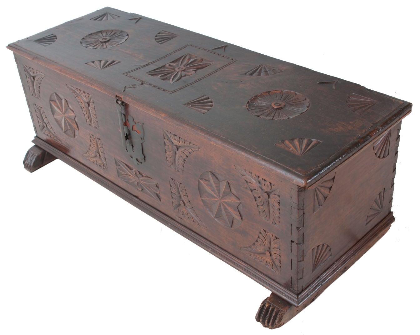 Spanish 18th Century Carved Trunk 