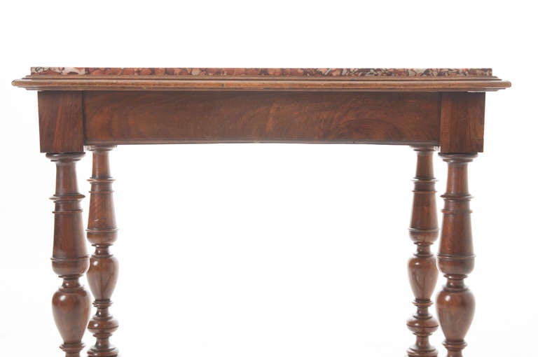 French 19th Century Marble Top & Turned Walnut Table In Good Condition In Baton Rouge, LA