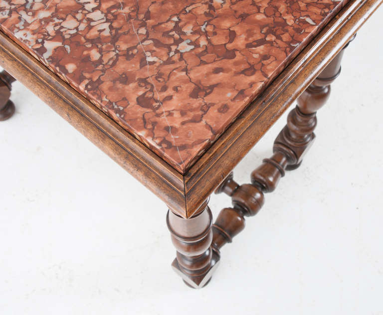 French 19th Century Marble Top & Turned Walnut Table 4