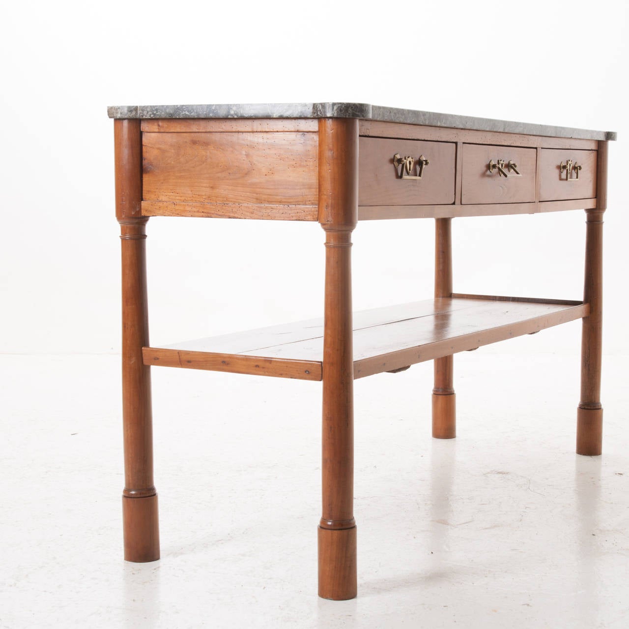 French 19th Century Cherry and Marble-Top Server 2