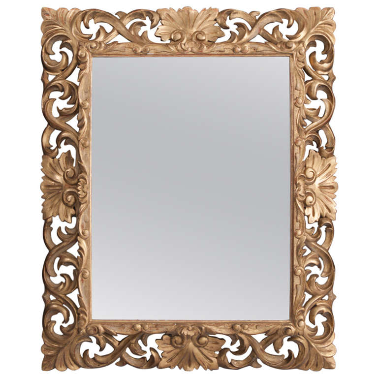 19th Century Florentine Carved Giltwood Mirror