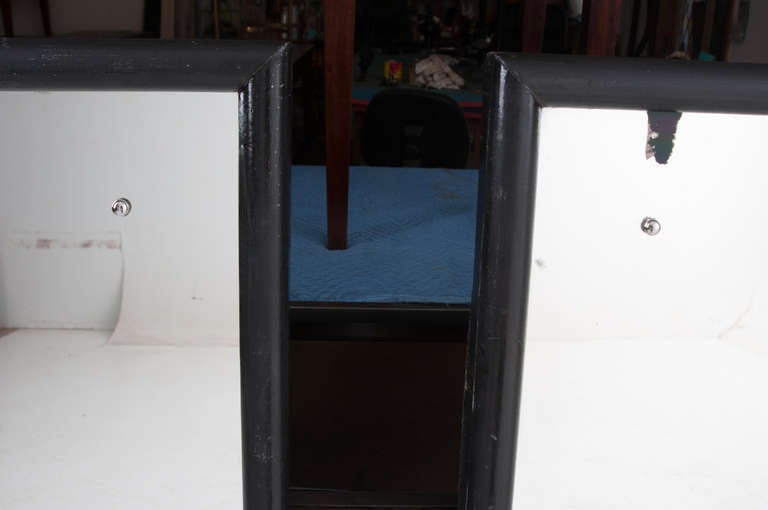 French 1930's Pair of Black Painted Bistro Mirrors 1