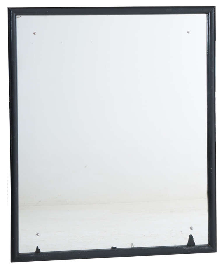 French 1930's Pair of Black Painted Bistro Mirrors 5