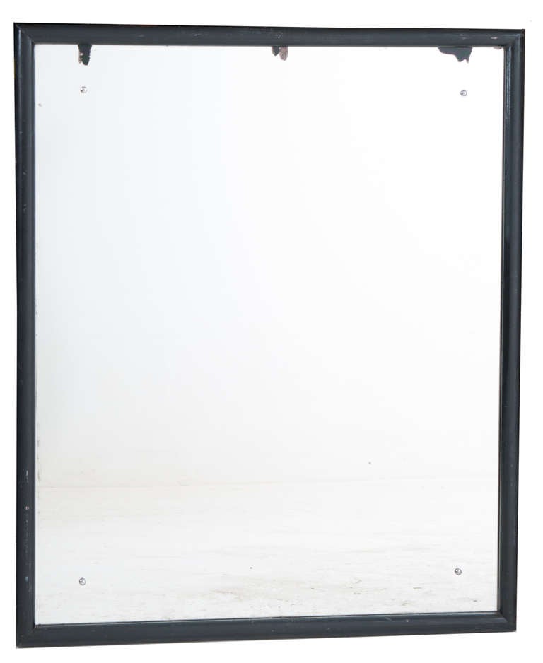 French 1930's Pair of Black Painted Bistro Mirrors 4