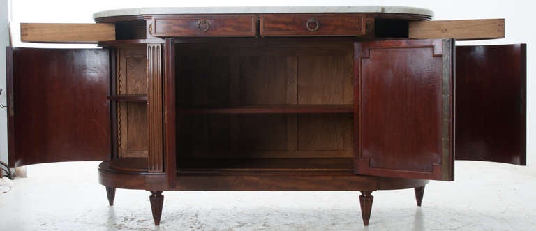 French Louis XVI Ribbon Mahogany & Marble Buffet