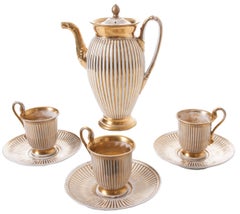 French Old Paris Coffee Pot & Cups with Saucers