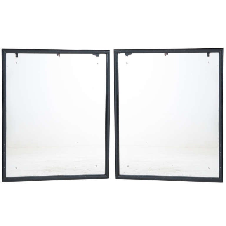 French 1930's Pair of Black Painted Bistro Mirrors