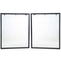 Vintage French 1930's Pair of Black Painted Bistro Mirrors