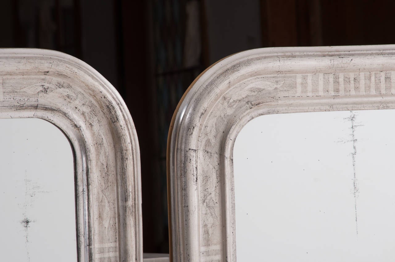 Pair of French 19th Century Louis Philippe Silver Gilt Mirrors In Excellent Condition In Baton Rouge, LA