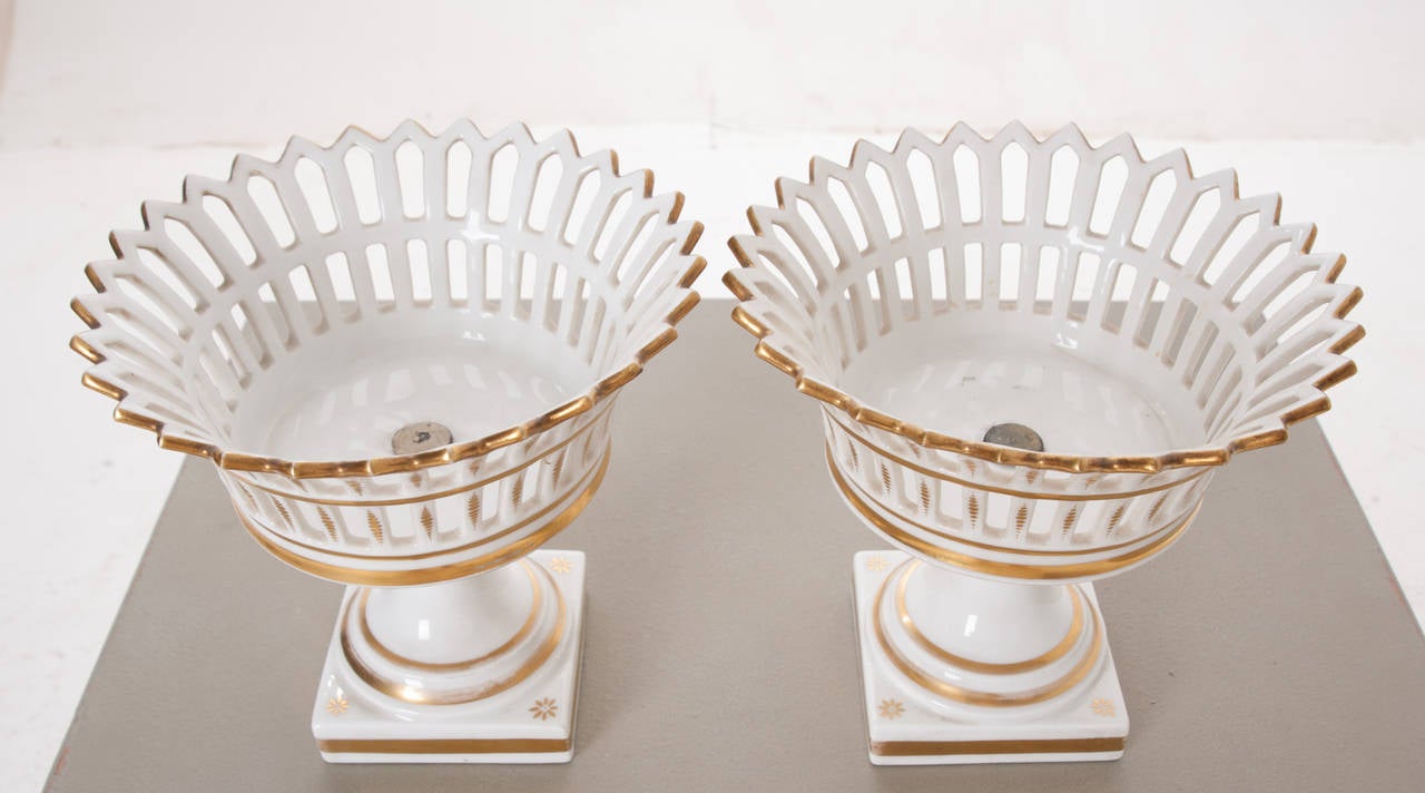 Other Pair of French 19th Century Old Paris Basket Compotes