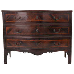 French 19th Century Fruit Wood Inlaid Serpentine Commode
