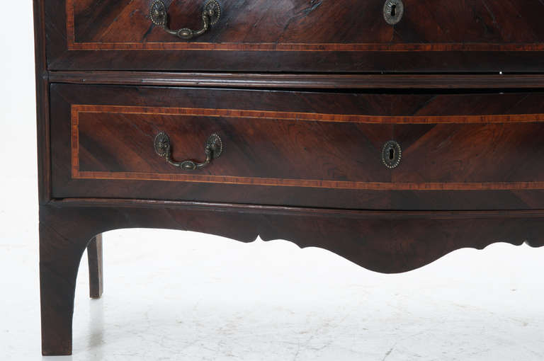French 19th Century Fruit Wood Inlaid Serpentine Commode In Good Condition In Baton Rouge, LA