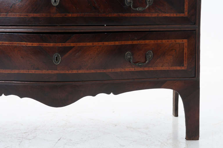 French 19th Century Fruit Wood Inlaid Serpentine Commode 3