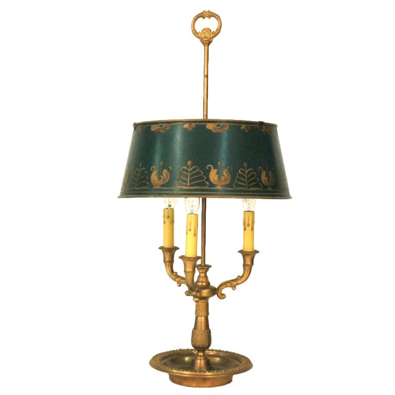 Brass Bouillot Lamp with Tole Shade at 1stDibs