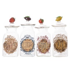 Italian 19th Century Handblown Glass Canisters, Set of Four