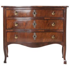 Antique Italian 19th Century Walnut Serpentine Commode