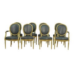 Eight Painted and Gilt Dining Chairs