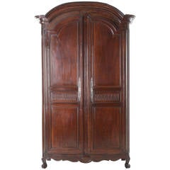 French Massive Hand-Carved Mahogany Armoire