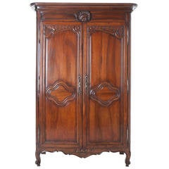 French 18th Century Walnut Armoire from Lyon