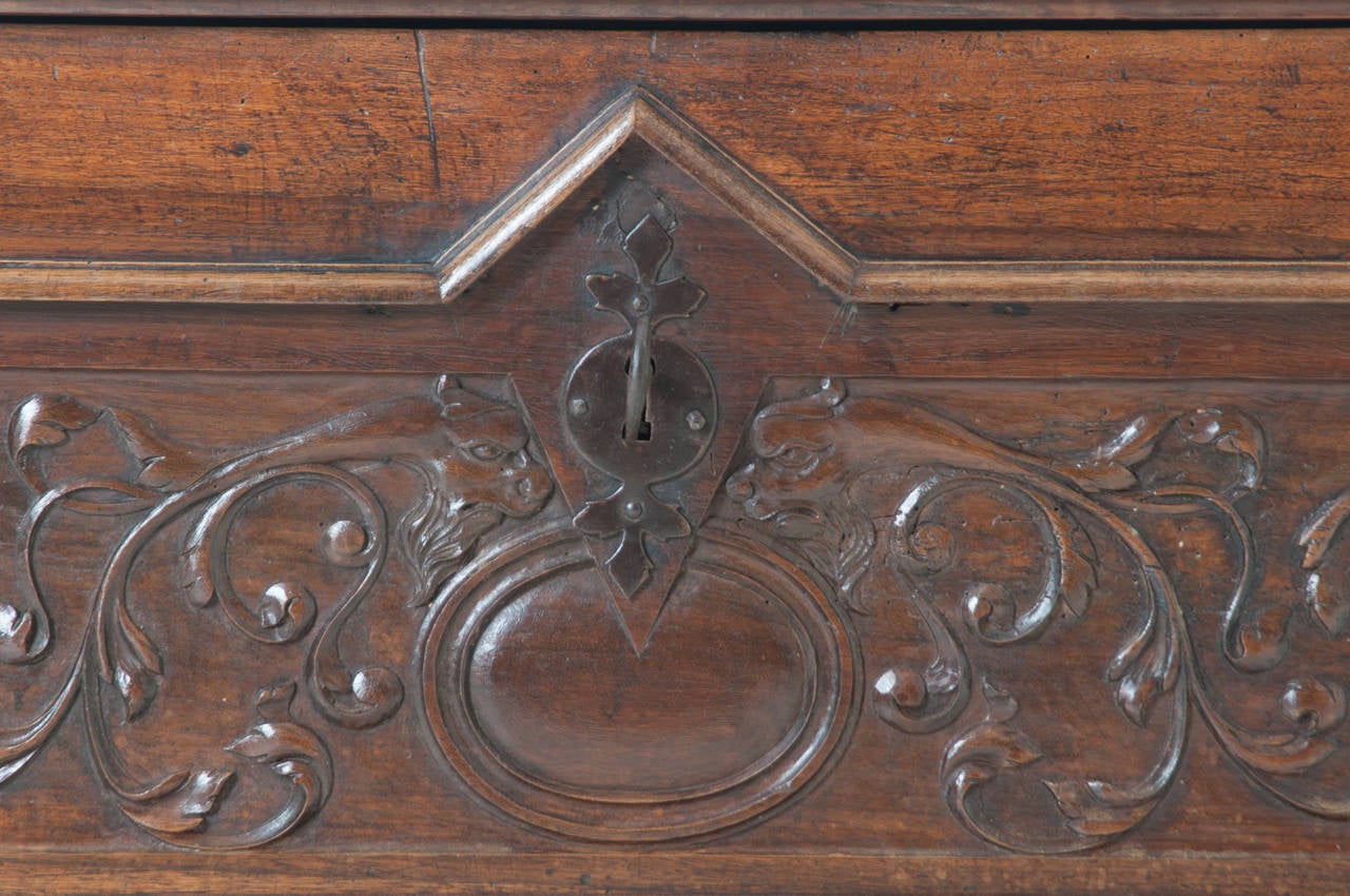 French 19th Century Carved Coffer Trunk 4