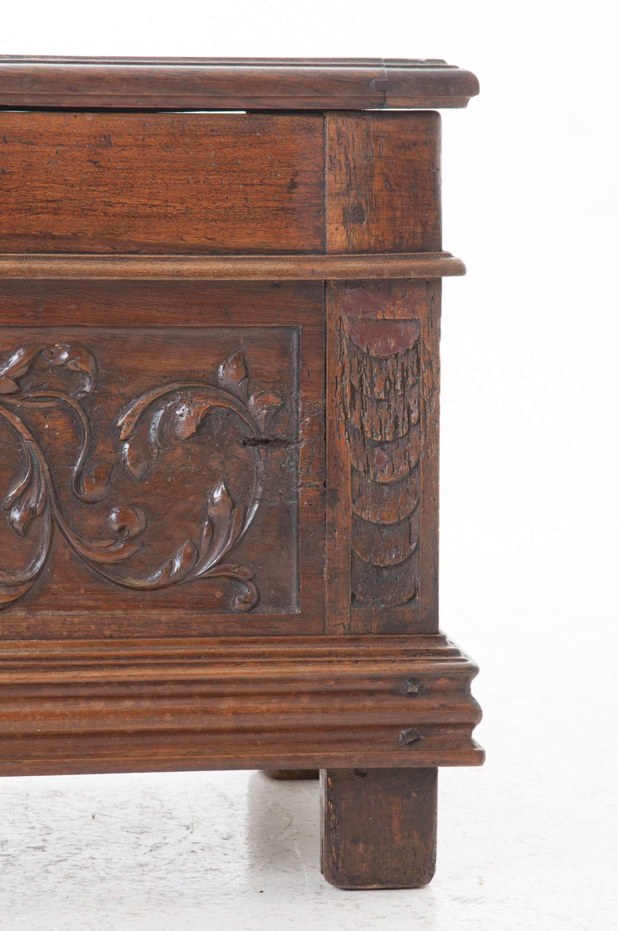 French 19th Century Carved Coffer Trunk 2