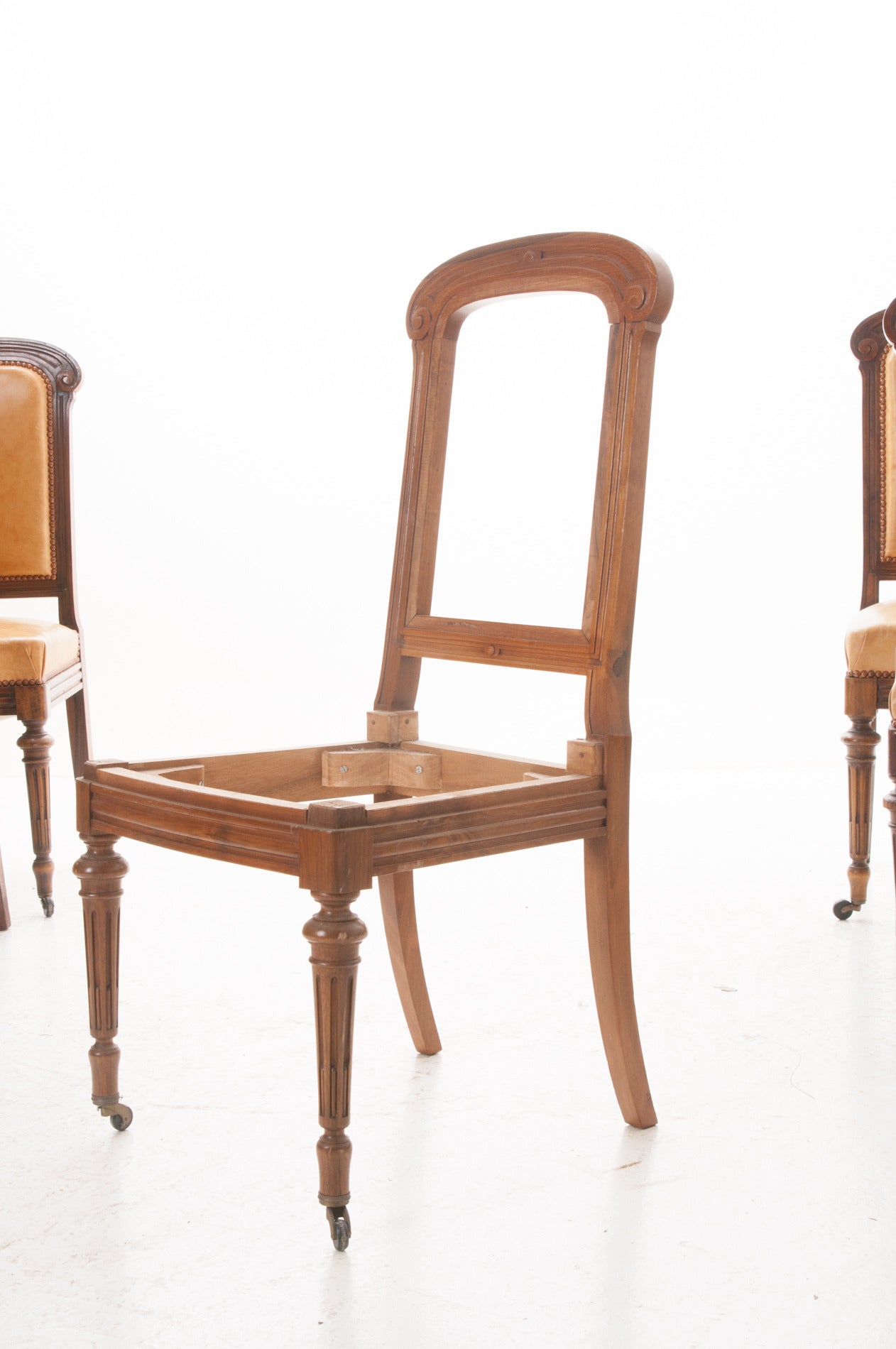 Set of 16 French 19th Century Walnut Dining Chairs 3
