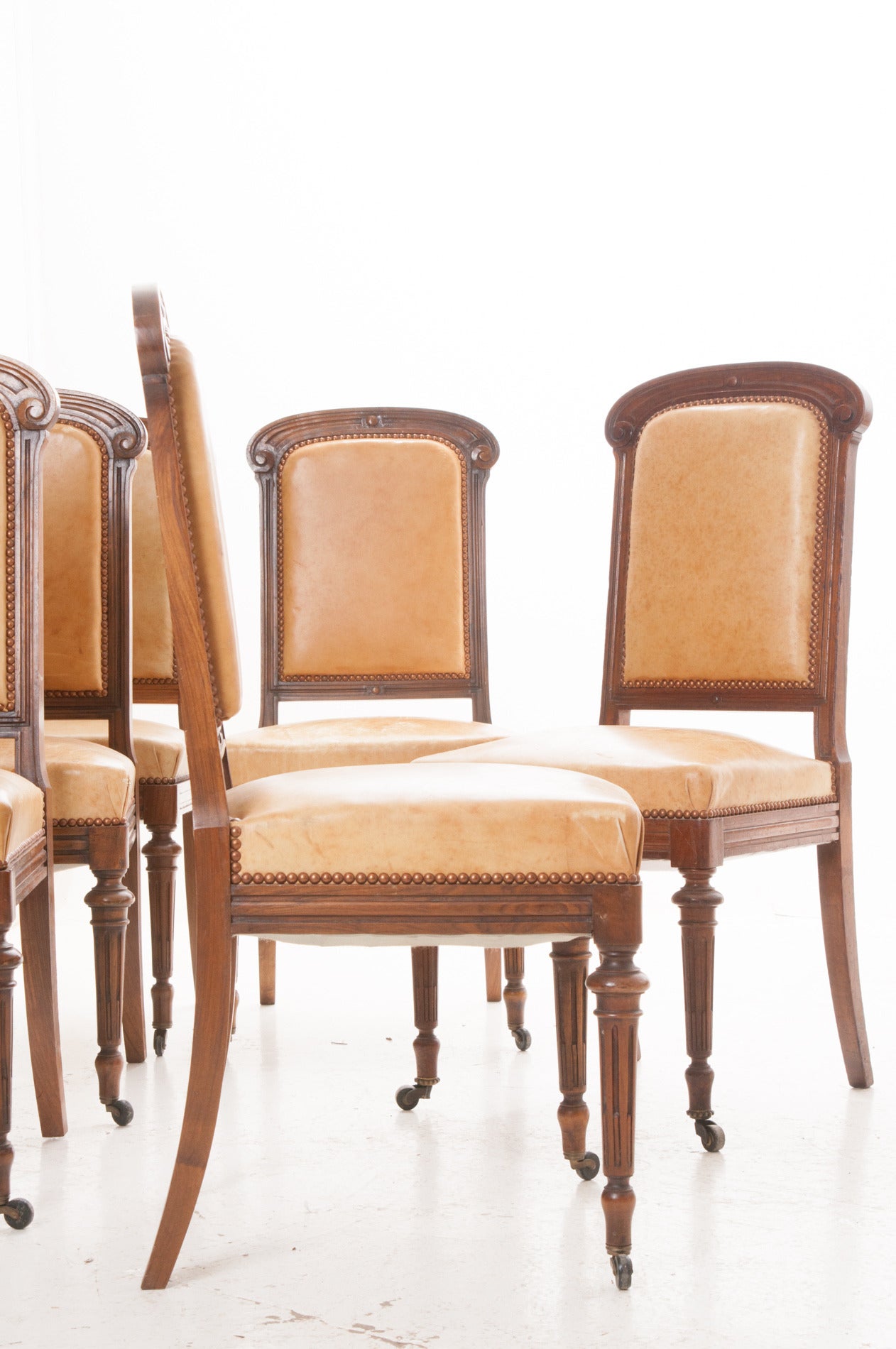 Set of 16 French 19th Century Walnut Dining Chairs 6