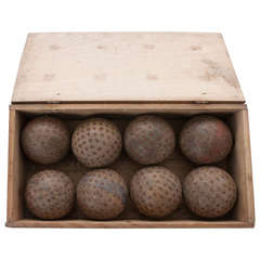 French 19th Century Set of 8 Boule Balls & Their Box