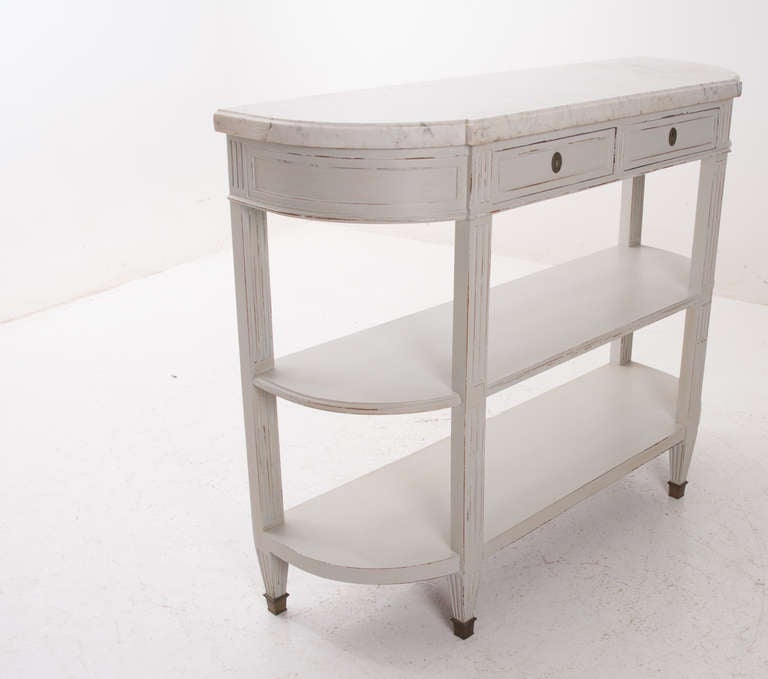 French 19th Century Painted Dessert or Console with Marble Top 1