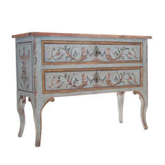 Italian 20th Century Painted Commode with Faux Marble Top