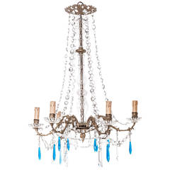 Antique French 19th Century Crystal and Brass Chandelier