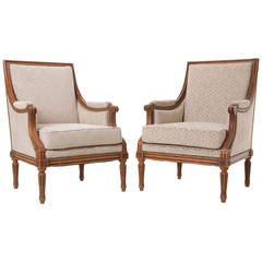 Pair of French 19th Century Fruit Wood Bergeres