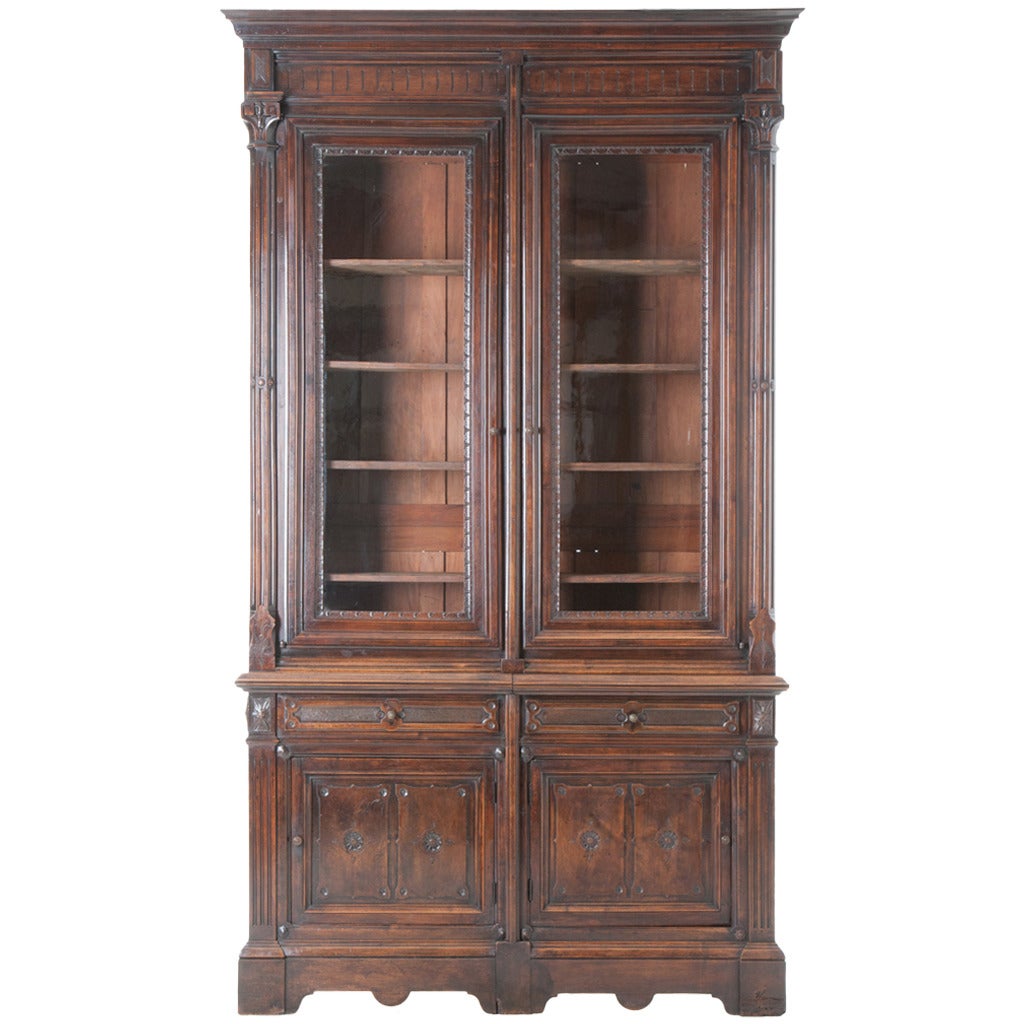 French 19th Century Henri II Walnut Bibliothèque